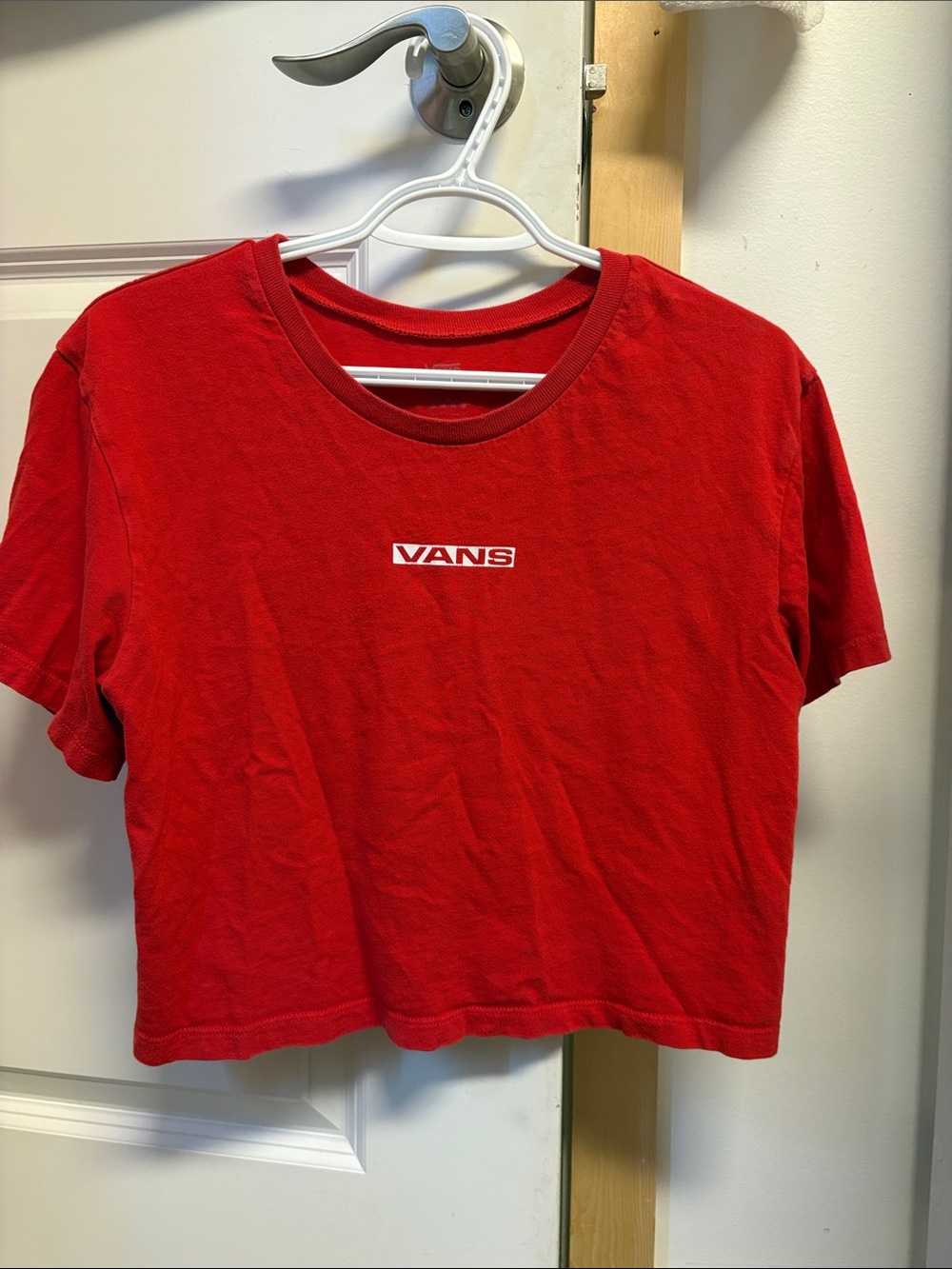 Vans Red Women's Cropped Logo Tee
